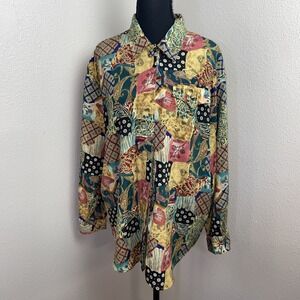 Vintage Christie & Jill Blouse Women's Medium Multicolor Paisley Boho Oversized
